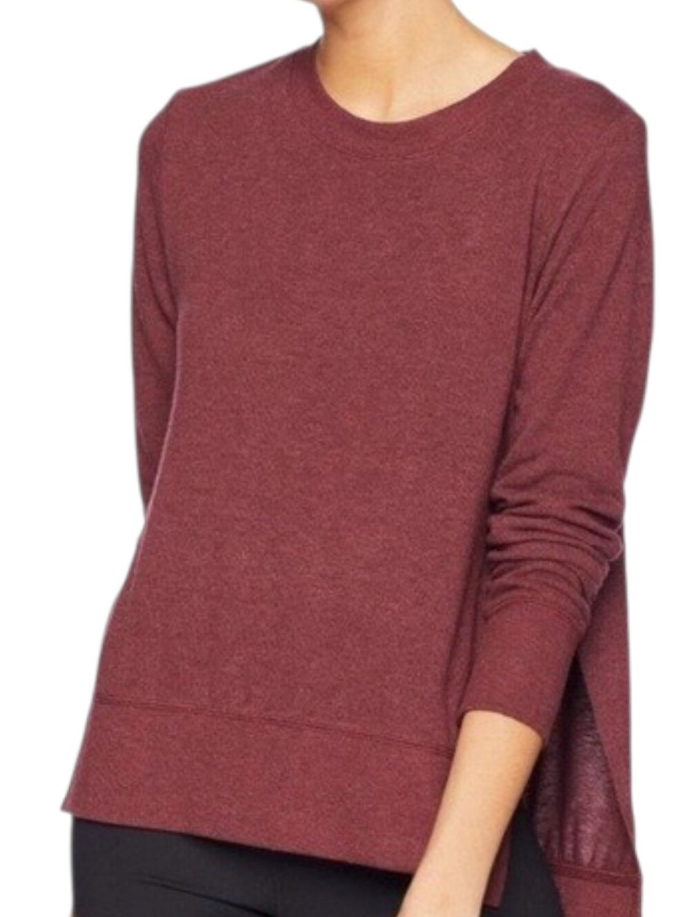 Alo Yoga NWT Glimpse Long Sleeve Pullover Tee Size XS in Cherry Heather